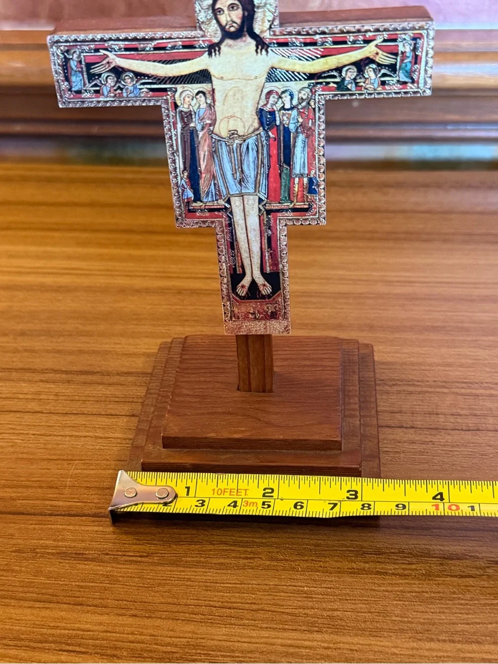 Vintage Standing San Damiano Crucifix Icon Cross - Franciscan Devotional Art